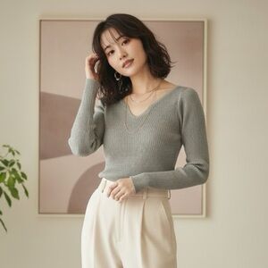 Snidel V-Neck Ribbed Sweater | Size Small